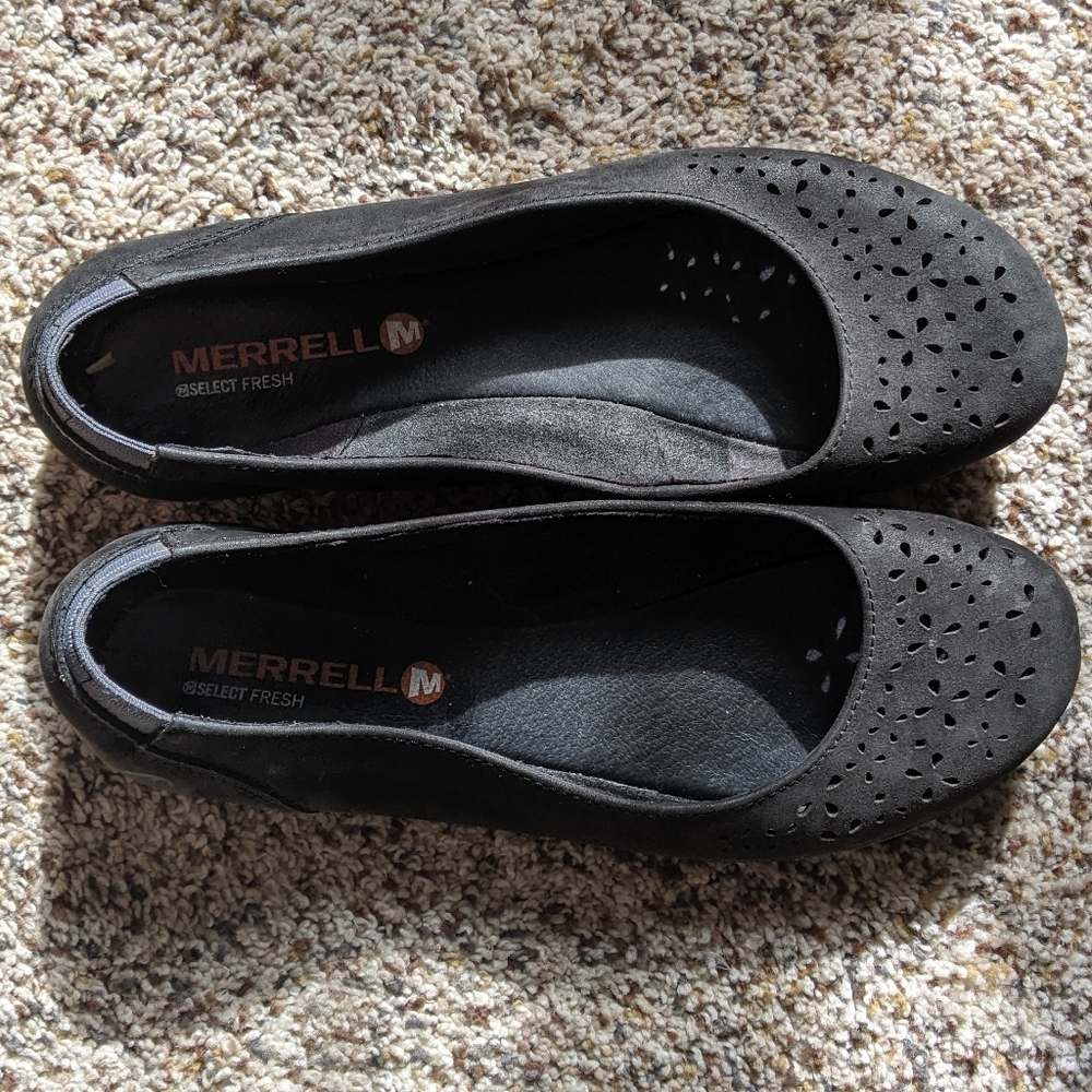 Black leather flats